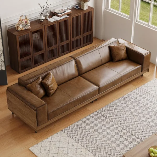 Mid-Century Modern Leather Sofa